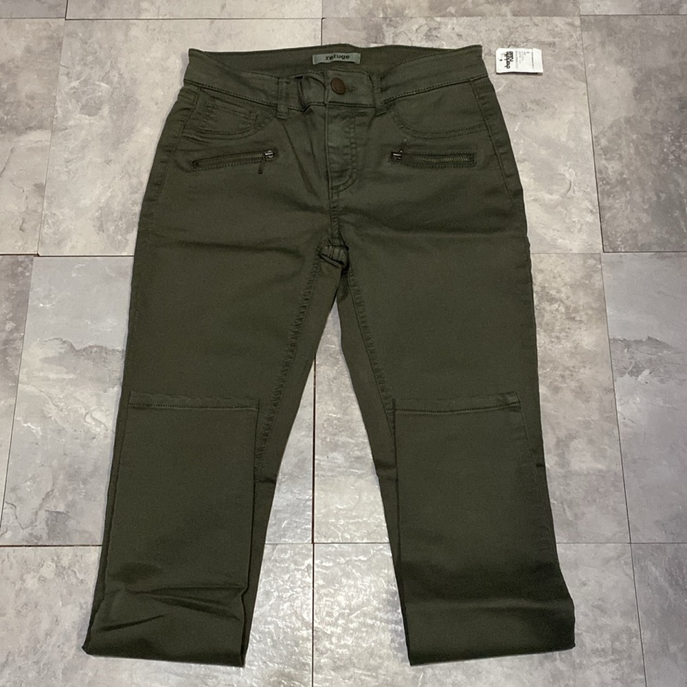 Olive green size 0 Charlotte Russe pants jean with zippers women skinny jeggings
